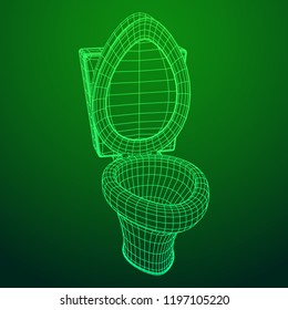 Toilet bowl wireframe low poly mesh vector illustration