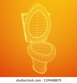 Toilet bowl wireframe low poly mesh vector illustration
