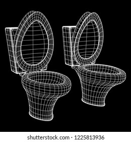 Toilet bowl wireframe low poly mesh vector illustration