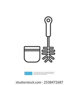 Toilet Brush Cleaner Flat Vector Icon