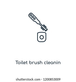 Toilet brush cleanin concept line icon. Linear Toilet brush cleanin concept outline symbol design. This simple element illustration can be used for web and mobile UI/UX.
