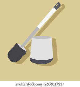 Toilet brush. Cleaning supplies flat,Household cleaning tools. Brooms, brushes,