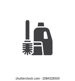 Toilet brush and detergent bottle vector icon. filled flat sign for mobile concept and web design. Toilet cleaning glyph icon. Symbol, logo illustration. Vector graphics