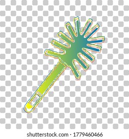 Toilet brush doodle. Blue to green gradient Icon with Four Roughen Contours on stylish transparent Background. Illustration.