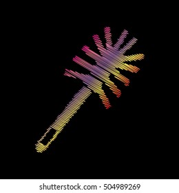Toilet brush doodle. Coloful chalk effect on black backgound.