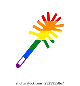 Toilet brush doodle. Rainbow gay LGBT rights colored Icon at white Background. Illustration.