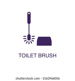 Toilet brush element in flat simple style on white background. Toilet brush icon, with text name concept template