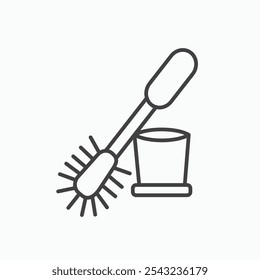 Toilet brush icon in black outlined and solid.