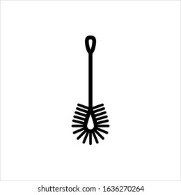 Toilet Brush Icon, Toilet Cleaning Brush Vector Art Illustration