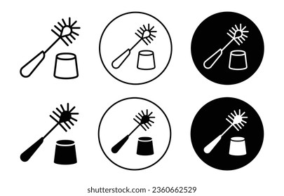 Toilet Brush icon. Household bathroom cleaner tool symbol. Plastic bristle scrub with bucket symbol. Lavatory scribble sanitary equipment vector.