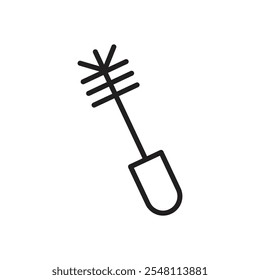 Toilet brush icon Outline set in black and white color
