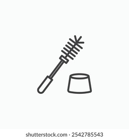 Toilet brush icon in thin outlined.