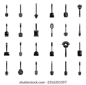 Toilet brush icons set simple vector. Home clean. Brush equipment