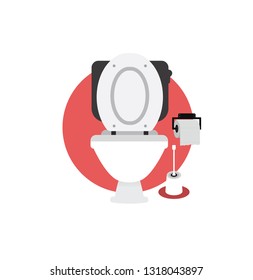 Toilet, toilet brush, toilet paper . Vector illustration 12