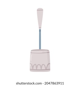 Toilet Brush as Tool for Cleaning Toilet Bowl Isolated on White Background Vector Illustration