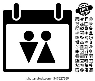 Toilet Calendar Day icon with bonus calendar and time management pictograph collection. Vector illustration style is flat iconic symbols, black, white background.