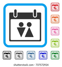 Toilet Calendar Day icon. Flat grey pictogram symbol inside a light blue rounded squared frame. Black, gray, green, blue, red, orange color additional versions of Toilet Calendar Day vector.