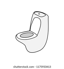 Toilet cartoon stroke vector illustration.