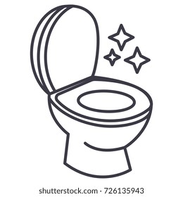 toilet clean, cleaning service vector line icon, sign, illustration on background, editable strokes