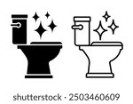 Toilet cleaning bowl black line icon. Bathroom cleaning. Restroom or bathroom symbol or logo. Vector toilets man or woman urinate to cleanup. Toilet equipment. Vector Illustration.