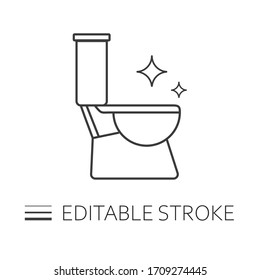 Toilet cleaning icon. Line illustration. Bathroom cleaning. stroke symbol. Vector isolated outline drawing. Editable stroke