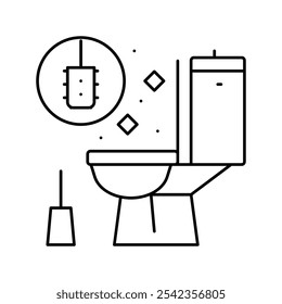 toilet cleaning line icon vector. toilet cleaning sign. isolated contour symbol black illustration
