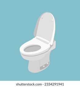 Toilet cleaning linear icon. New ceramic toilet bowl with Simple flat cartoon vector illustration. Clean Toilet bowl in bathroom interior decoration. Realistic white home toilet in top and side view.