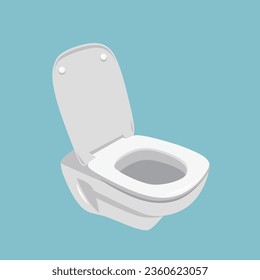 Toilet cleaning linear icon. New ceramic toilet bowl with Simple flat cartoon vector illustration. Clean Toilet bowl in bathroom interior decoration. Realistic white home toilet in top and side view.