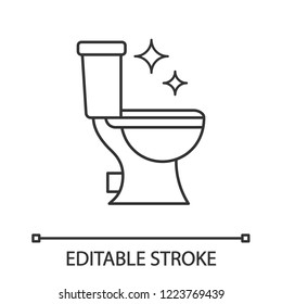 Toilet cleaning linear icon. Thin line illustration. Bathroom cleaning. Contour symbol. Vector isolated outline drawing. Editable stroke