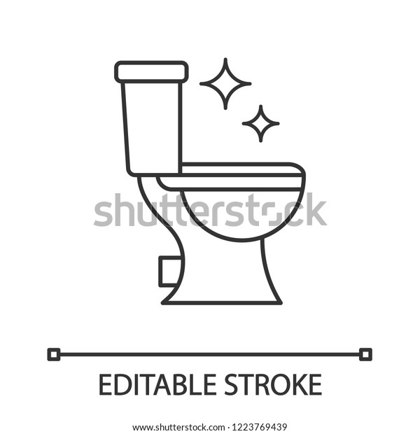 Toilet cleaning linear icon. Thin line\
illustration. Bathroom cleaning. Contour symbol. Vector isolated\
outline drawing. Editable\
stroke