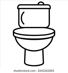 Toilet in continuous line art drawing style with flush design, presenting a minimalist interpretation of a toilet, emphasizing modern and functional aesthetics through fluid line work.