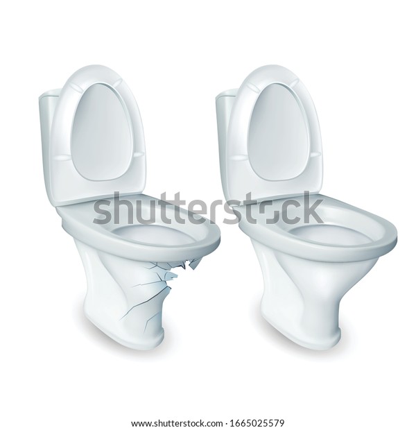 Toilet Damaged Restroom Ceramic Bowl Vector Stock Vector (Royalty Free ...