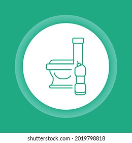 Toilet and detergent color button icon. Bathroom cleaning concept. Pictogram for web page, mobile app, promo.
