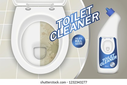Toilet detergent concept background. Realistic illustration of toilet detergent vector concept background for web design