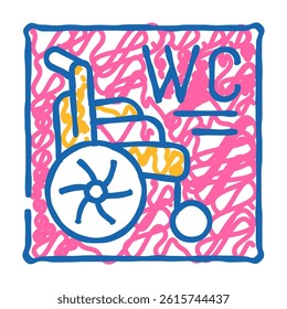 toilet for disabled doodle icon sketch vector. toilet for disabled sign. isolated symbol illustration