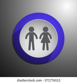 Toilet door plate. Men and women sign for restroom.