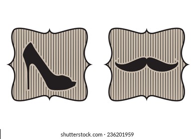 toilet door retro sign, illustration in vector format