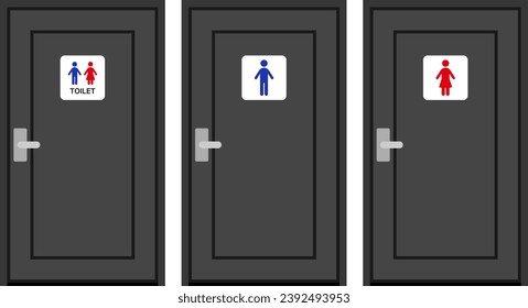 Toilet Doors Isolated Vector Illustrations Set