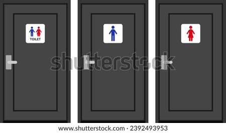Toilet Doors Isolated Vector Illustrations Set