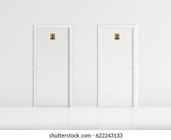 toilet doors white for male and female genders vector.