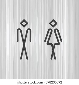 Toilet door/wall plate. Original WC icon. Sign.