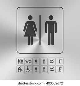 Toilet door/wall plate. Original WC icon. Sign.