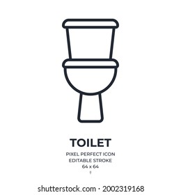 Toilet editable stroke outline icon isolated on white background flat vector illustration. Pixel perfect. 64 x 64.