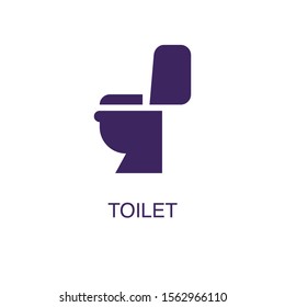 Toilet element in flat simple style on white background. Toilet icon, with text name concept template