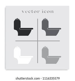 Toilet flat black and white vector icon.