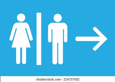 Toilet flat icon and arrow. Vector illustration eps10.