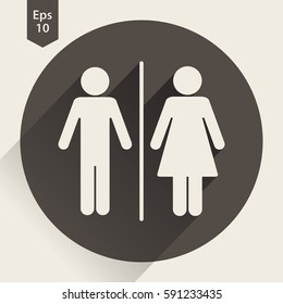 Toilet Flat Icon. Simple Sign Of WC. Vector Illustrated Symbol.