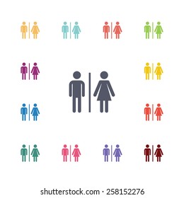 toilet flat icons set. Open colorful buttons 