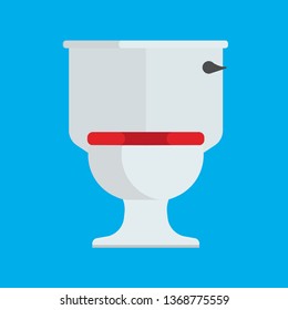 Toilet front view vector icon bathroom illustration. Person WC room. Restroom ceramic bowl flat equipment interior