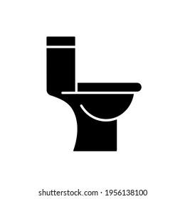 Toilet glyph icon. Plumbing. Thin line customizable illustration. Contour symbol. Vector isolated outline drawing.